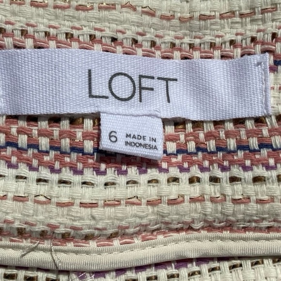 LOFT High Waist Striped Shorts - Cream and Pink - Picture 4 of 9
